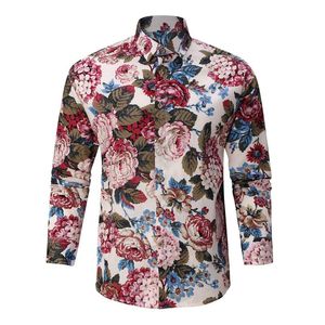 Camisas casuales para hombres 2022 Primavera Otoño Hombres Moda Turn-Down Collar Camisa abotonada Impresión de manga larga Tops Streetwear # T2G