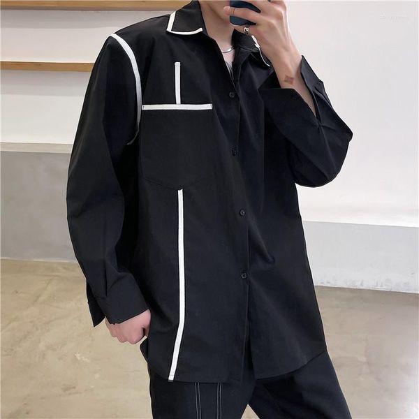 Chemises décontractées pour hommes 2022 printemps Style coréen personnalité couleurs mélangées conception hommes en vrac pour la taille M-XXL
