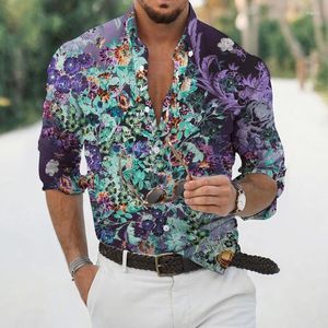 Casual shirts voor heren 2022 Zomer Hawaiiaanse bloemen voor mannen 3d Beach Holiday Lange Mouw Oversized 5xl Tops Tees Shirt Man Tropical Luxe