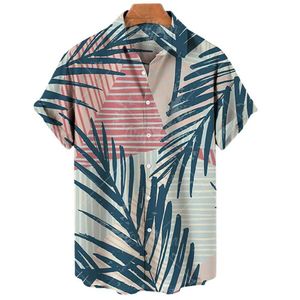 Chemises décontractées pour hommes 2022 été hommes et femmes chemise unisexe à imprimé végétal chemise à boutons lâche respirante à manches courtes hawaïenne grande taille chemise Z0224