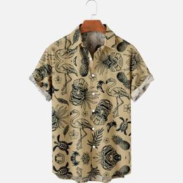 Chemises décontractées pour hommes 2022 été chemise pour hommes à manches courtes hawaïenne originale tendance nationale chemise imprimée mode rue chemise pour hommes surdimensionné revers T-shirt Z0224