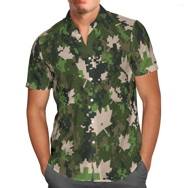 Camisas casuales para hombres 2023 Impresión 3D Camuflaje verde Camisa hawaiana Hombres Verano Manga corta Camisa de gran tamaño Social 5XL S132