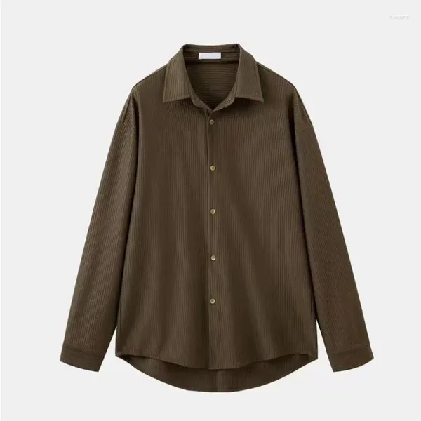 Chemises décontractées pour hommes, vêtements d'automne 2023, boutons Vintage coréens, col rabattu, manches longues, couleur unie, luxe Premium