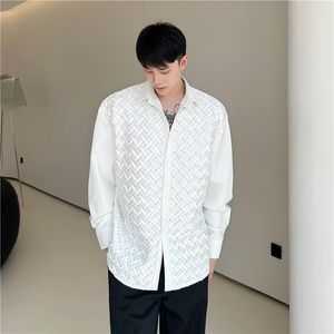 Chemises décontractées pour hommes 2023 automne Style coréen Unique conception froissée hommes lâche Smple couleur unie M-XL