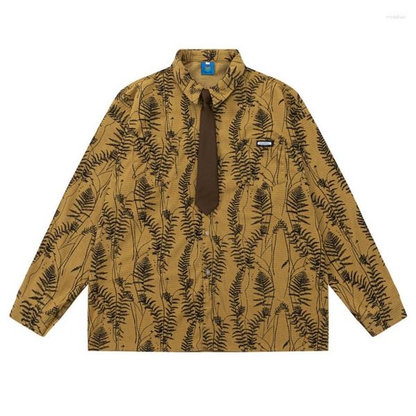 Camisas informales para hombre, otoño 2023, con cuello vuelto para mujer, Camisa Masculina para hombre, Camisa Unisex de manga larga hawaiana de gran tamaño con corbata