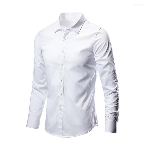 Chemises décontractées pour hommes 2023 chemise à manches longues d'affaires coupe classique blanc bleu noir robe sociale masculine intelligente pour Plus Premium