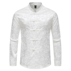 Men s Casual Shirts 2023 Chinese stijl Heren Tops Tang Suit Fashion Solid Traditional Long Sleeve China Shirt 230414