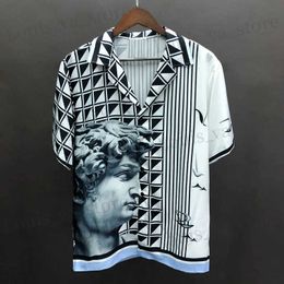 Chemises décontractées pour hommes 2023 Couleur Coumure Portrait Print Short Slve Shirt Strtwear Social Party Blusa Camisa Masculina Hawaii Chemise Chemise Homme T240408