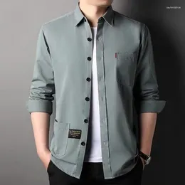Camisas casuais masculinas 2023 algodão manga comprida camisa de trabalho para homens