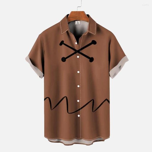 Chemises décontractées pour hommes 2023 Culture chemise café couleur 3D imprimé été vacances mode hommes haut boutonné chemise à manches courtes