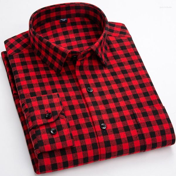 Chemises décontractées pour hommes 2023 mode coton hommes flanelle rayé Plaid à manches longues concepteur à carreaux automne hiver chemise Slim Fit