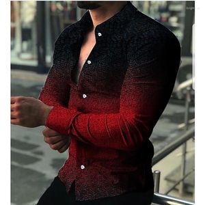 Chemises décontractées pour hommes 2023 mode luxe social hommes col rabattu boutonné chemise imprimer à manches longues hauts vêtements pour hommes carte de bal