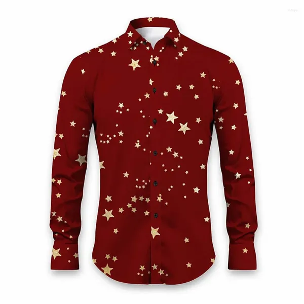 Camisas casuales para hombres 2023 Diversión estrella gráfico impreso camisa ropa cómoda moda top transpirable pecho cardigan