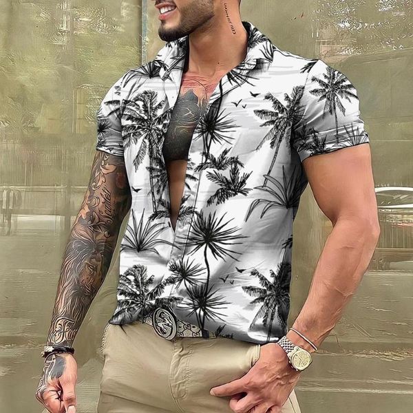 Chemises décontractées pour hommes 2023 Chemise florale hawaïenne Mens 3D Imprimer Été pour manches courtes Beach Holiday Top Tee Vêtements surdimensionnés Vente