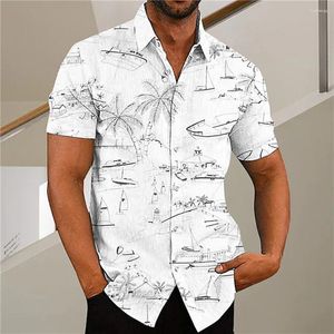 Hommes chemises décontractées 2023 chemise hawaïenne à manches courtes pour hommes 3D cocotier impression Blouse hauts surdimensionné t-shirt vêtements