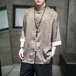 Chemises décontractées pour hommes 2023 Hommes Style chinois Hanfu Chemise Hommes Tops Tang Costume Lin Solide Traditionnel Mâle Coton Kimono M-5XL