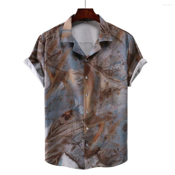 Chemises décontractées pour hommes 2023 Hommes Hawaiian One Bouton Impression numérique Imprimé à manches courtes Blouses de plage Tops Camicias S-XXL