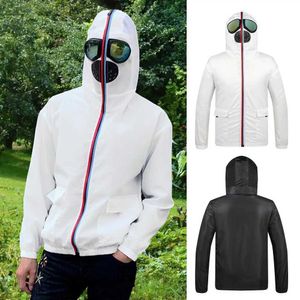 Casual shirts voor heren 2023 Heren/damesjassen Hoods met capuchones Zon Beschermende kleding Superman gevormd dunne winddichte modepaar Q240510