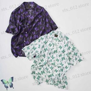 Chemises décontractées pour hommes 2023 New NEEDLES Full Print Shirt Hommes Femmes AWGE Full Print Butterfly Hawaiian Leisure Time Shirt T230523