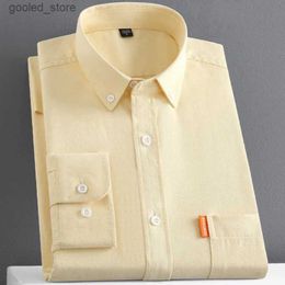 Chemises décontractées pour hommes 2023 grande taille S ~ 5XLCasual solide chemises à manches longues pour hommes 100% coton Oxford lavage coupe régulière chemises habillées boutonnées pour homme Q231106