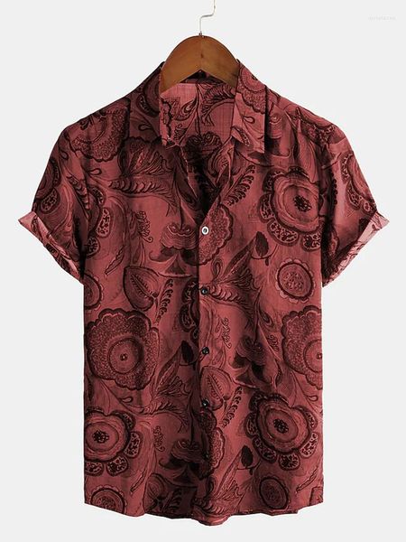 Chemises décontractées pour hommes 2023 fleur rouge pour 3D imprimé chemise hawaïenne plage à manches courtes hauts à la mode t-shirt hommes chemisier vêtements