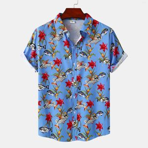 Hommes chemises décontractées 2023 mer imprimé chemise hommes hawaïen Streetwear respirant bouton rabattu à manches courtes luxe vêtements été