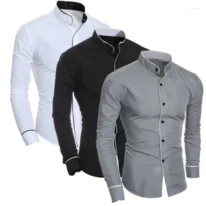 Casual overhemden voor heren 2023 Slim Fit Klassiek Effen Eenvoudig Mock Neck Shirt Gepersonaliseerde Splice Cardigan Onderlaag