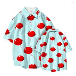 Casual shirts voor heren 2023 Leer- en zomer Lianshuo Store Aomen's Tops Trendy Candy Shirt T-shirt Kuppelmodellen met korte mouwen