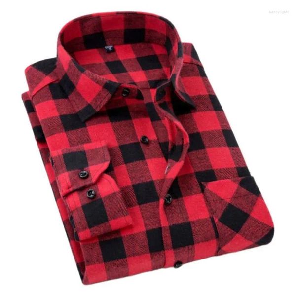 Camisas casuales para hombres 2023 Spring Plaid Cepiled Camiseta de manga larga Vintage Camisa clásica a cuadros