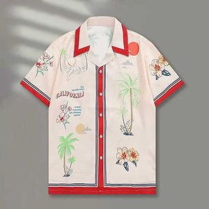 Casual shirts voor heren 2023 Spring Hawaiiaanse shirts Summer Shirt Men Streetwear Flower Plant Print Beach Shirt Hip Hop Casual Tropical Holiday Tops 240424