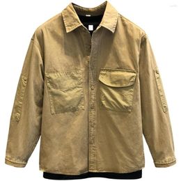 Casual shirts voor heren 2023 Leer van hoge kwaliteit zware katoenen berggereedschapsshirt Retro jas slimme mannen kleding