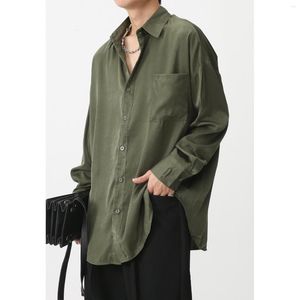 Chemises décontractées pour hommes 2023 Printemps Produit à manches longues Lâche Chemise simple décontractée de haute qualité Manteaux à usage unique Style coréen M-XL