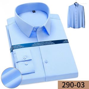 Heren Casual Shirts 2023 Lente/Zomer Heren Traceless Shirt met lange mouwen Kort Slim Fit Mode Effen Kleur Niet strijken Zakelijk