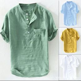 Chemises décontractées pour hommes 2023 Style Polo pour chemise été couleur unie Europe et les états-unis mince lâche col montant pull