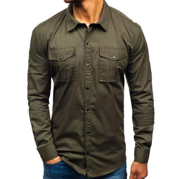 Camisas casuales para hombres 2023 Base de verano Militar Táctico Hombres Sólido Vestido de manga larga Masculino Cargo Trabajo Tops