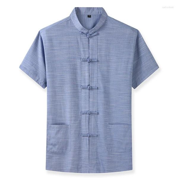 Chemises décontractées pour hommes 2023 Été Style chinois Tendance de la mode à manches courtes Chemise à boutons Haut ample