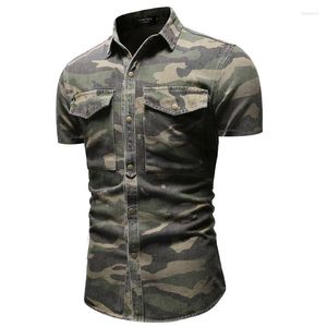 Chemises décontractées pour hommes 2023 Veste en jean d'été Chemise à manches courtes Camouflage personnalisé