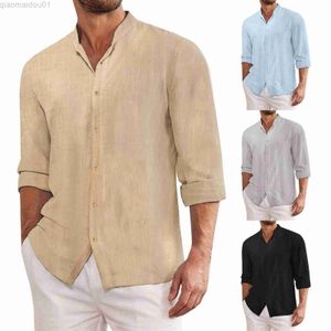 Chemises décontractées pour hommes 2023 été Angleterre chemise hommes coton lin chemises Cardigan à manches longues jeunesse boutonné populaire revers hommes marque chemise vêtements L230721