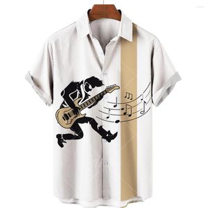 Chemises décontractées pour hommes 2023 été hommes guitare Record série 3D impression numérique col polo à manches courtes chemise tendance de la mode