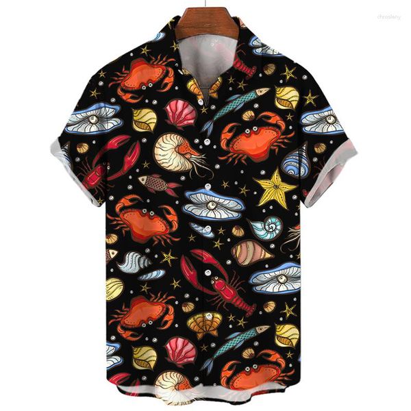 Chemises décontractées pour hommes 2023 été océan le monde sous-marin hawaïen surdimensionné concepteur plage vacances Original Floral Social Clo