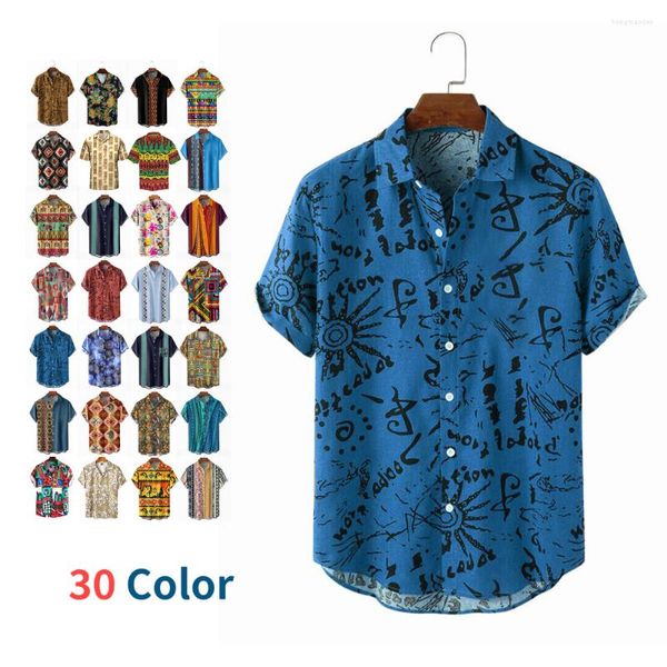 Chemises décontractées pour hommes 2023 été grande taille chemise hawaïenne pour hommes motif ethnique populaire conception bouton de revers classique mode tendance court