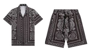 Heren Casual Shirts 2023 Zomer Shirt Shorts Set Mode Herenpakken Bloemen Gedrukt Europese Maat Plus-Size Kleding Voor Heren M-3XL