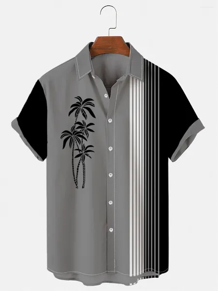 Chemises décontractées pour hommes 2023 Été Chemise à manches courtes Mode Cocotier Imprimer Revers Beach Top Confortable Tissu doux