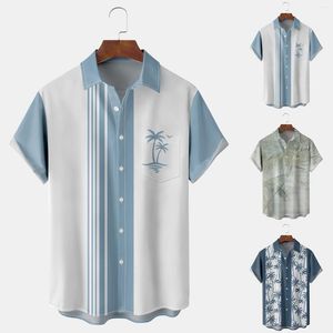 Casual shirts voor heren 2023 Zomer Summer korte mouwen Kokosboom 3D Digitale printing Heren Top Shirt Custom