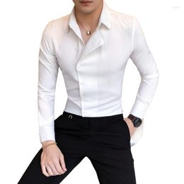 Camisas informales para hombre, camisa de manga larga de estilo británico para jóvenes de verano 2023, tendencia versátil de Color sólido personalizada