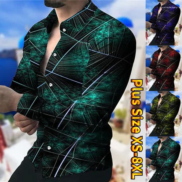 Camisas casuales para hombres 2023 Camisa de cambio impresa en la manga larga Tops Tops Diseñador de moda Summer / primavera al aire libre