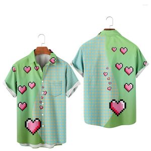 Chemises décontractées pour hommes 2023 unisexe amour Cool 3d imprimé chemise hawaïenne revers hommes femmes lâche respirant à manches courtes t-shirt de plage