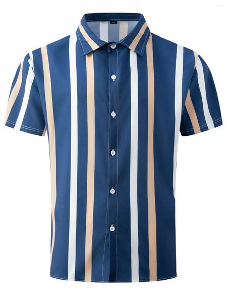 Chemises décontractées pour hommes 2023 Chemise boutonnée à revers à rayures verticales Slim Mode Haute qualité Vêtements de rue Vente
