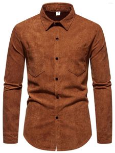 Casual shirts voor heren 2024 Herfst Leisure Vintage Corduroy Shirt Plus Size American Long Sleeve Trendy