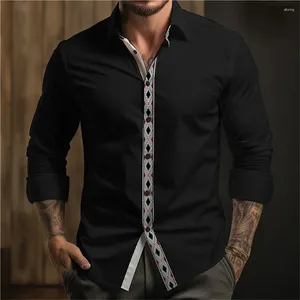 Mannen Casual Shirts 2024 Bohemian Stijl Overhemd Lente Effen Knop Revers Mode Comfortabele Zachte Top Plus Size S-6XL